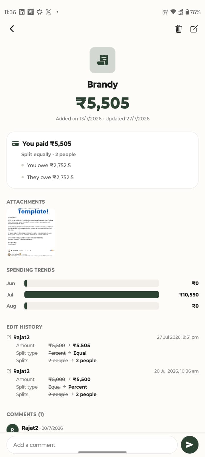 Splizpe add group expense screen